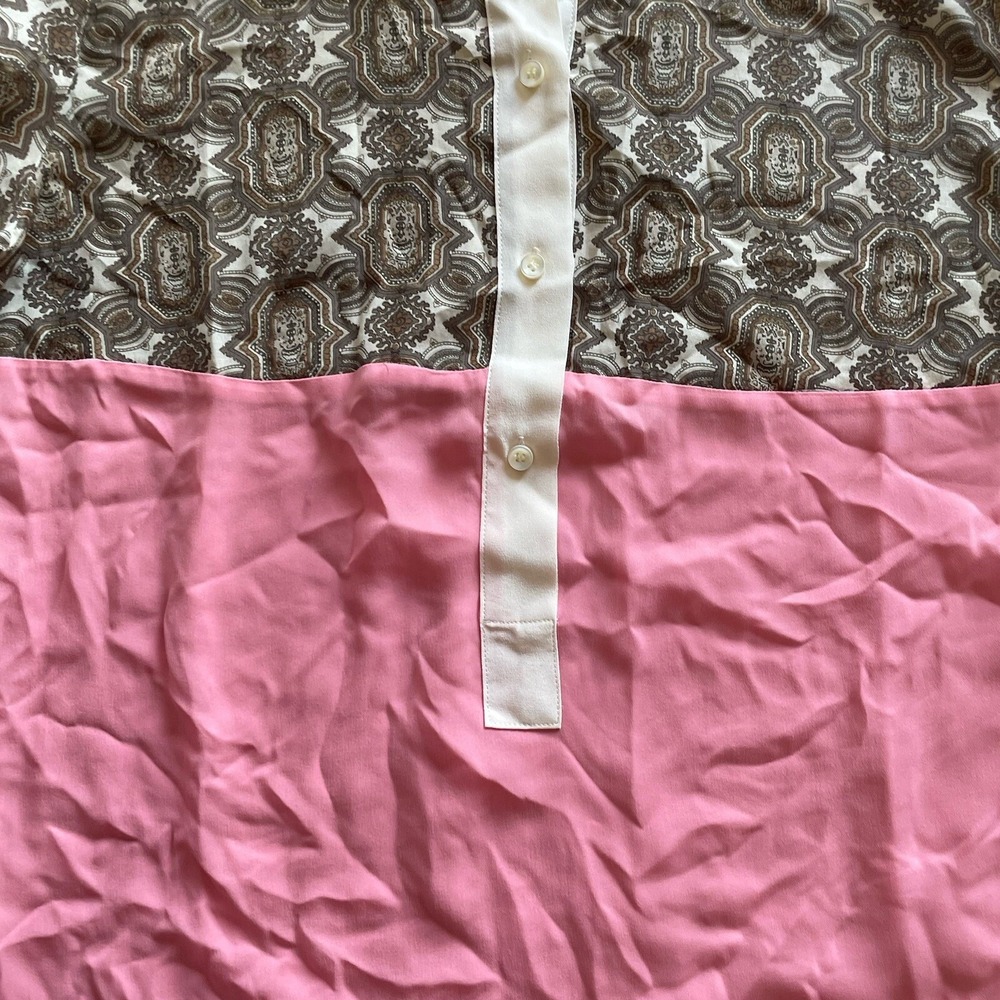 NWT J.Crew Collection Blouse Womens 4 Pink Summer Silk Paisley Colorblock Luxe - Picture 7 of 14